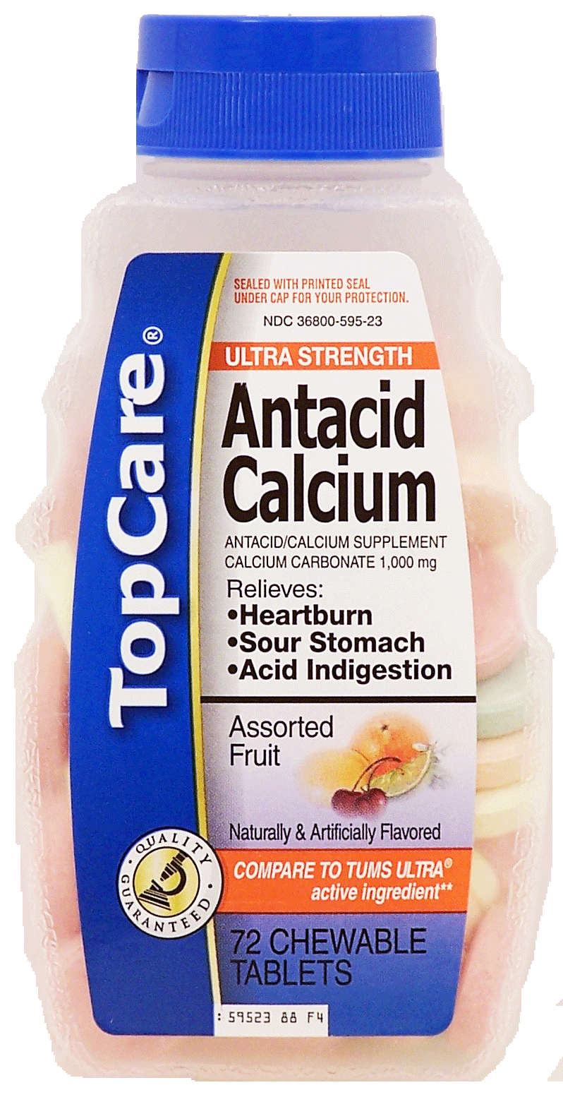 Top Care  antacid calcium relieves heartburn, sour stomach, and acid indigestion, chewable, assorted fruit flavors Full-Size Picture